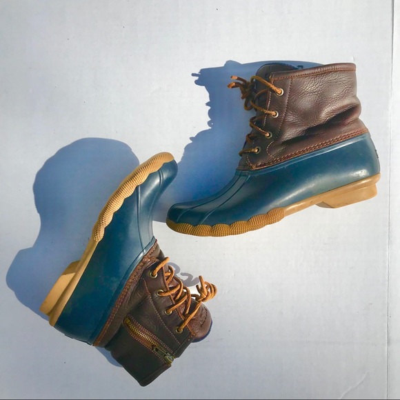 Sperry Shoes - Dark Brown and Blue Leather Sperry Duck Boots 9.5